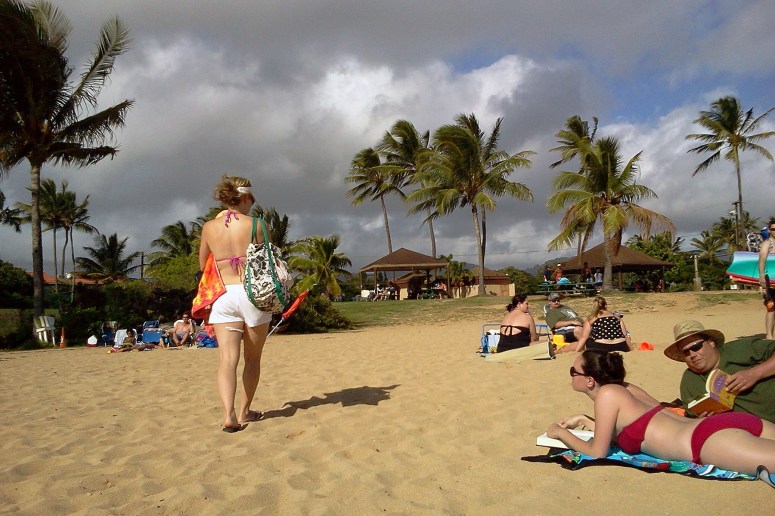 Poipu Beach during winter months, storm